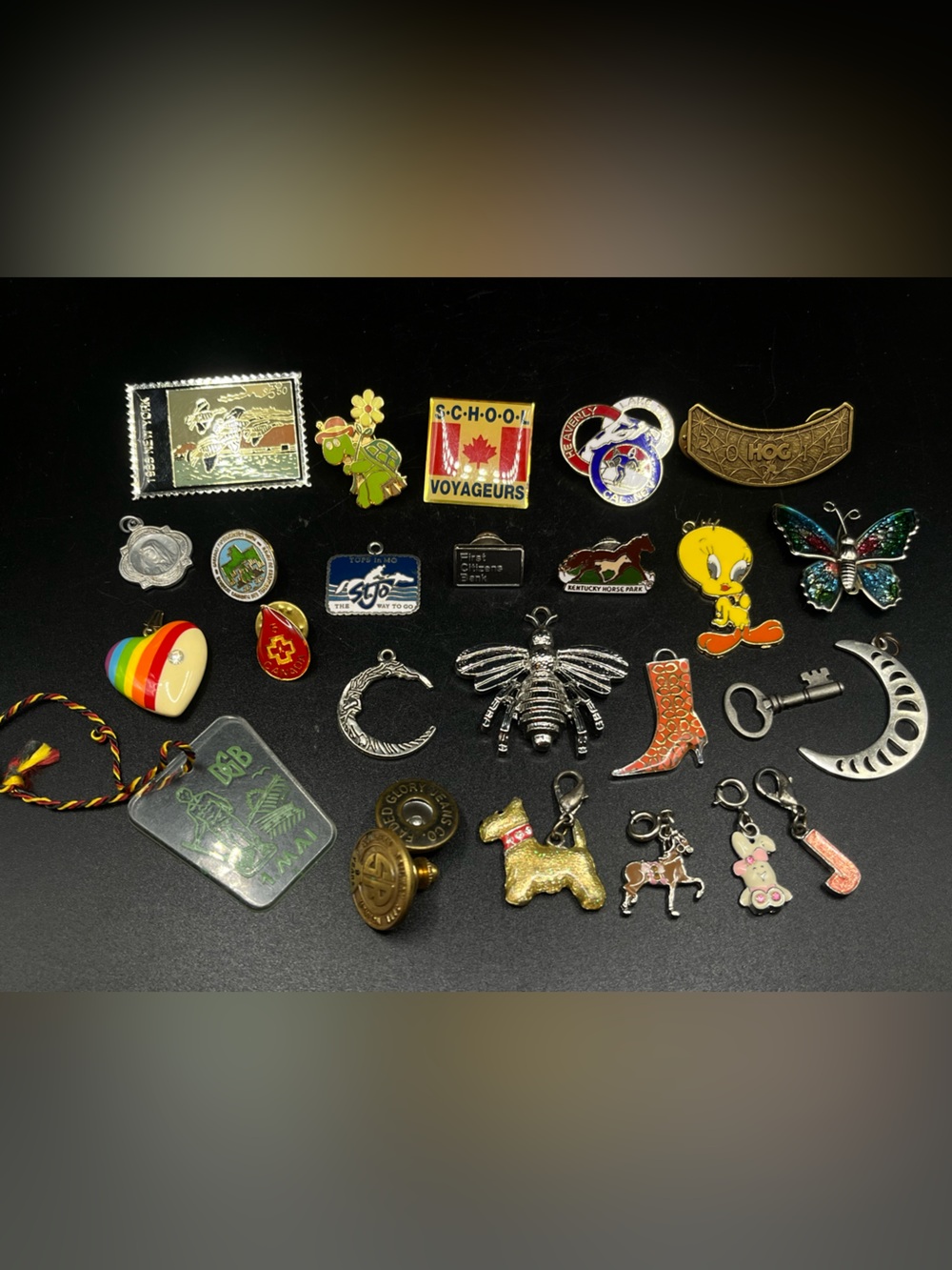Assorted Pins, Charms & Trinkets Vintage to Now